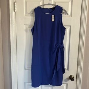 Ann Taylor factory sleeveless dress in periwinkle with faux wrap and tie
